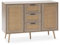 HOMN LIVING Aparador Dalia 3 cajones y 2 Puertas Color Roble, guías metálicas, 120 cm (Ancho) 40 cm (Profundo) 81 cm (Altura)