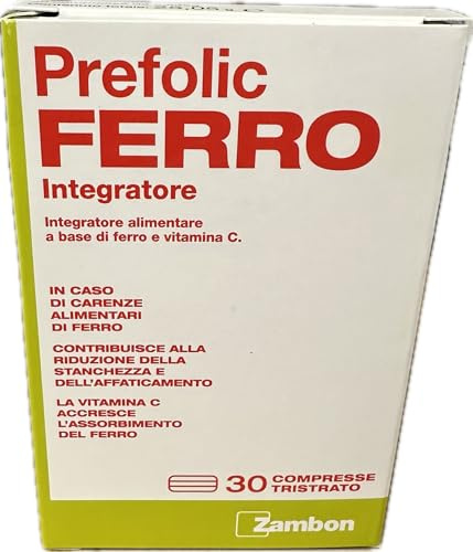 Zambon Prefolic FERRO 30 Compresse Tristrato - Integratore Alimentare a Base di Ferro e Vitamina C