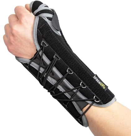 BraceUP Quick Wrap Handgelenk- und Daumenbandage - Handgelenkbandage mit Daumenstütze für Daumen, Spica-Schiene, Handgelenkbandage für links und rechts (Linke Hand)
