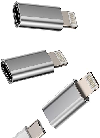 Lightning Male to USB C Female Charging Adapter (3 Pack) for iPhone 14 13 12 11 Pro Max Mini 7 8 Plus X Xs Xr Se iPad Air 2019 Apple Dongle Type C Charger Cable Port Converter Cord Data Sync Connector