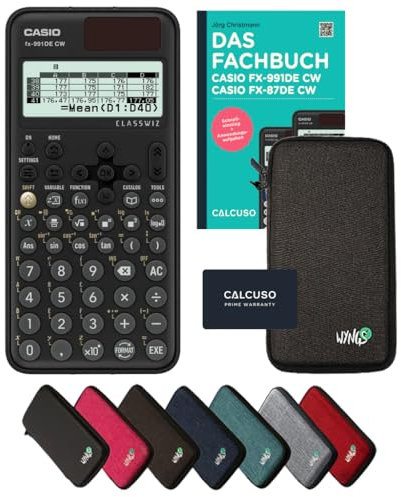 Casio fx-991DE CW inkl. Schutztasche Dunkelgrau & Fachbuch (160 Seiten, DIN A5) – Wissenschaftlicher Rechner – Smart Set
