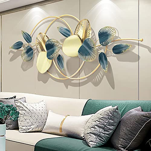 fikujap Luxus Modern Wanddekoration Wohnzimmer, Handgemachte 3D Wandbild''Ginkgo Leaf'' aus Metall, Large Hängende Wandschmuck für Schlafzimmer, Esszimmer, Wandverzierung, Deko-Objekt,136 * 50cm