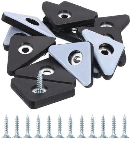 sourcing map Patins pour Meubles, Lot de 12, 35X35X45Mm - Protecteurs de Sol pour Pieds de Chaise en Forme de Triangle en PTFE, avec Vis pour Tapis et Sols en Bois