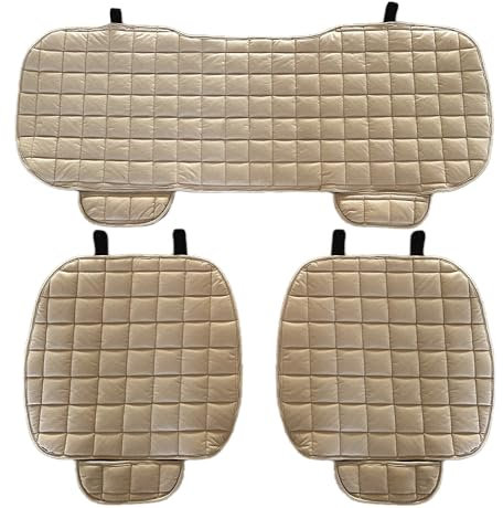 Auto Accessori Lupex Coprisedile Seduta 3 pezzi Universale Auto | Protezione Sedile 2 Anteriore e 1 Posteriore | Protector Comfort Automotive Cuscino Interni (Beige)
