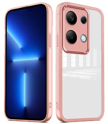 YUXING Cover per Xiaomi Redmi Note 13 Pro 4G / Poco M6 Pro 4G Custodia Trasparente con Pellicola Protettiva Lenti Morbida Ultra Sottile Antiurto Bumper Slim Case - Rosa
