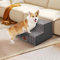Sytopia Hundetreppe für Kleine Hunde 2 Stufen, Hundetreppe für Bett Sofa 40cm Hoch, Haustiertreppe waschbar, Schaumstoff Treppe, für verletzte ältere Hunde (34cm Höhe, Grau)