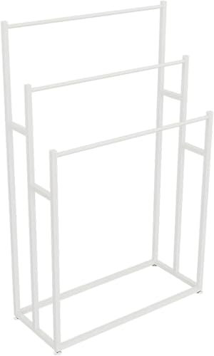 Porte-serviettesPorte-Serviettes sur Pied Porte-Serviettes Simple avec Trois Porte-Serviettes Hauts et Bas for la Salle de Bain et Le Balcon for Garder Notre Maison Plus Propre(White,65cm)
