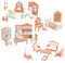 Puppenhaus Möbel Set, 4 Zimmer Kit 32 Stück Miniatur Puppenhaus Holzmöbel Zubehör, 1:12 Mini Puppenhaus Möbel Sets, Spielmöbel, Puppenhaus Zubehör Spielzeug für Jungen, Mädchen und Kleinkinder