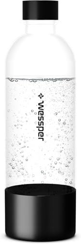 Wessper Wassersprudler Ersatzflasche für Wassersprudler-Saturator, Hochwertige 800ml PET Flasche | Prickelnde Erfrischung | Kunststoff Trinkflasche BPA-FREI, Kompatibel Wassersprudler | 0,8L Schwarz