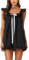 SANSIWU Women's Lace Mini Dress Bowknot Flying Sleeve Backless Short Dress A-line Casual Dress Summer Beach Club Streetwear (A-Black, S)