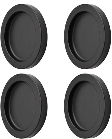 MOROBOR Lot de 4 poignées de porte de grange coulissantes auto-adhésives rondes en alliage d'aluminium invisibles pour tiroir, armoire, armoire (noir)