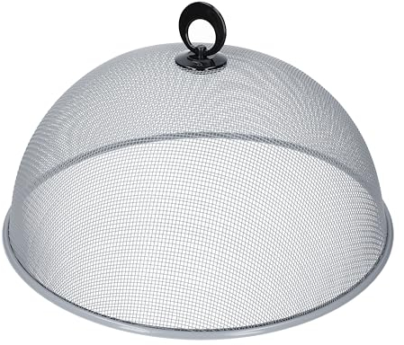 KitchenCraft Fliegenschutz Abdeckhaube, Obstkorb Fliegenhaube aus Metalldraht, polierter Handgriff, Silber Metall, Ø 35 cm