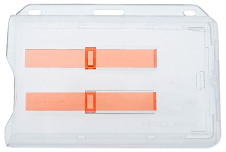 Kartenhülle Kartenhalter Ausweishalter Namensschild für 2 Karten aus Hartplastik HORIZONTAL ROTER AUSSCHIEBER