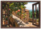 ARTland Wanddeko Wandbild Alu Verbundplatte für Innen & Outdoor Bild Fensterblick Fenster Toskana Landschaft Garten Rosen Balkon Natur T5QB