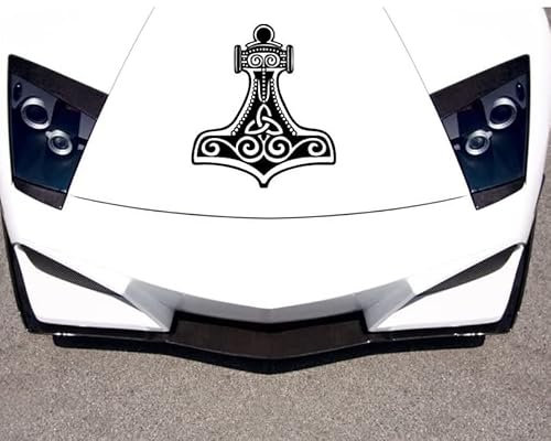 Hochwertiger Odin Thor Hammer 40cm Aufkleber für Auto, Wand, Wandtattoo, Lack, Boote und alle glatten Flächen, geplottet ohne Hintergrund aus Hochleistungsfolie, viele Farben zur Auswahl,Fahrrad, Biker, Tuning Sticker,