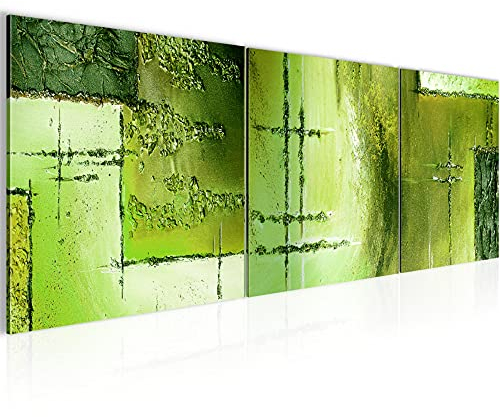 Runa Art - Bilder Abstrakt 120 x 40 cm 3 Teilig Wandbild auf Vlies Leinwand Grün Weiss Mehrteilig Modern 100933c
