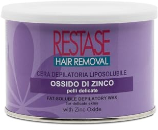 RESTASE | Cire dépilatoire liposoluble, oxyde de zinc, peaux délicates, 400 ml, fabriquée en Italie