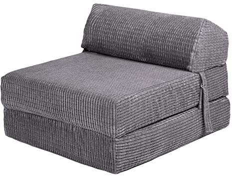 Loft 25 Ausklappbare Einzel Z Bettmatratze | Weiches & Bequemes Sitzsofa | Ideal für Wohn und Schlafzimmer | Gästebett | Ausklappbarer Futon - Tragbare Betten (Charcoal)