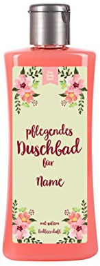 Lustapotheke® Duschbad mit Wunschnamen auf dem Etikett - Erdbeerduft