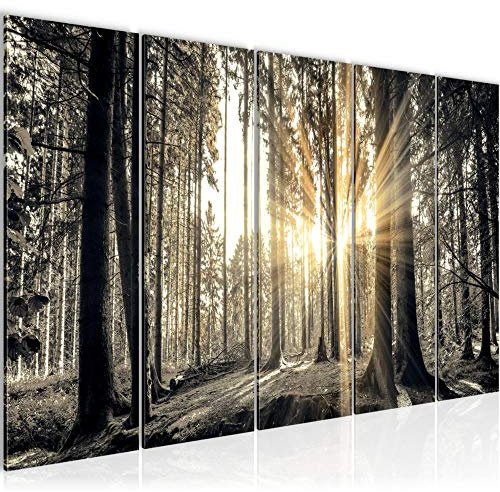 Runa Art Bild Wald Landschaft Wandbilder auf Vlies Leinwand 5 Teilig Wanddekoration Schlafzimmer Wohnzimmer 503856a