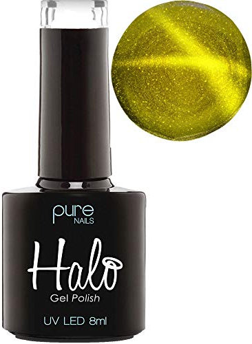 Halo Gel Polish 8ml - Gold. UV/LED Gel Nail Polish, Long Lasting & Easy To Apply. Nail Art Colours For Manicure & Pedicure. Gel Polish For Professional & Home Use.
