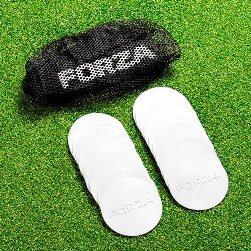 FORZA Mini Flat Disc Markers [20 Pack] | 3.5in (9cm) Multi-Surface PVC Discs - Non Slip Spot Markers With Mesh Carry Bag | Sport Equipment | 9 Colours