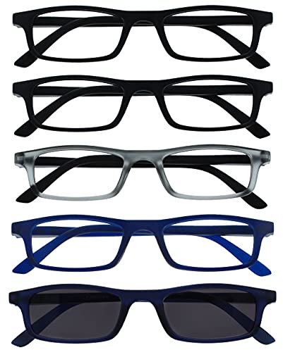 Die Lesebrille Unternehmen Schwarz Matt Grau Marineblau Leser Wert 4er-Pack Herren Damen Federscharniere RRRR17-1173 +1,50