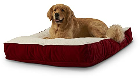 Happy Hounds Buster Deluxe Hundebett, rechteckig, mit Sherpa, Größe L, Rot