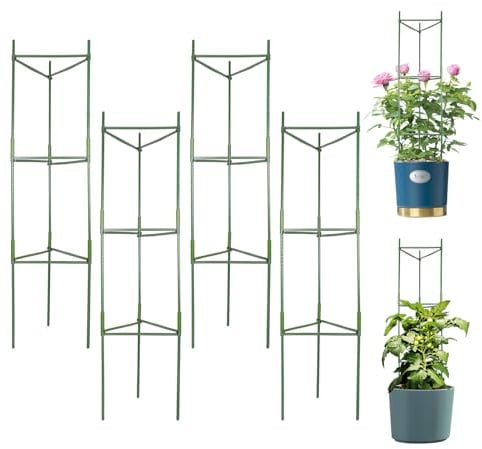 flowlamp 4 Stück Tomaten Rankhilfe, Gurken Rankhilfe, Rankhilfen für Kletterpflanzen für den Garten, Zusammengebaute Rankhilfe Tomaten, Rankhilfe für den Gemüse, Blumen und Obstanbau (120CM)