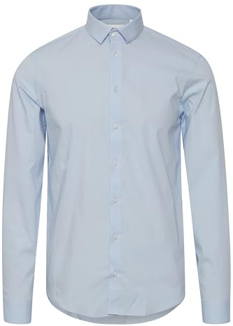 CASUAL FRIDAY CFPalle Slim Fit Shirt Herren Business Hemd Herrenhemd unifarben mit Kentkragen, Größe:L, Farbe:Pale Blue (50471)