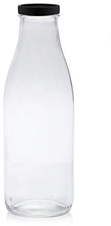 PEGANE Lot de 8 Bouteilles Fraîcheur en Verre, capacité 750 ML, 233 x 77mm,Capsules Noires stérilisables 48mm avec Flip incluses - IRIOS -