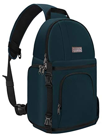 MOSISO Camera Sling Bag, DSLR/SLR/Mirrorless Camera Backpack Case Shockproof Photography Backpack with Tripod Holder & Removable Modular Inserts Compatible with Canon/Nikon/Sony/Fuji,Storm Green
