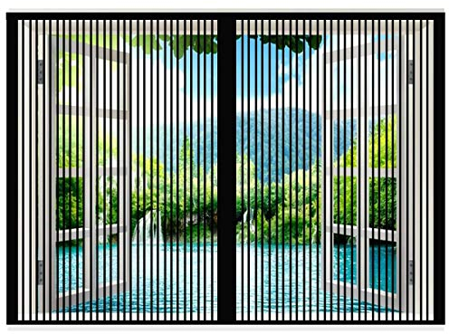 Magnet Fliegengitter Fenster, Magnetvorhang ist Ideal Für die Balkonfenster, Kellerfenster und Terrassenfenster, Kinderleichte Klebemontage-190x115cm(75x45inch)