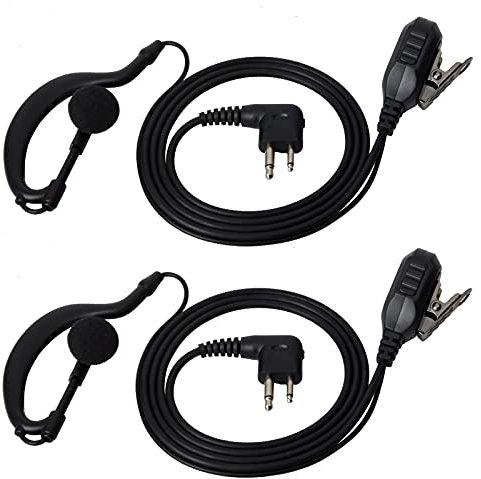 HYS Walkie Talkie Earpiece with PTT Mic G-Shape Headset Compatible with Motorola CP040 CP140 Hytera Midland 2 Way Radio(2 Pack)