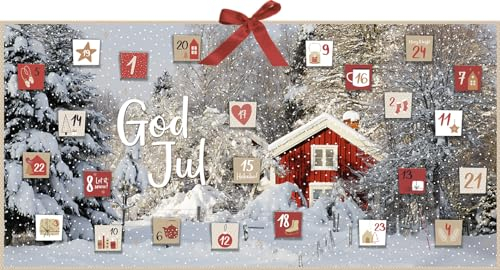 God Jul: Wand-Adventskalender | großformatiger Wandkalender mit nordischem Motiv und 24 Briefchen