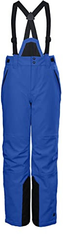 Killtec Ksw 79 Bys-Pnts Pantaloni Funzionali da Sci con Pettorina Rimovibile, paraneve e Protezione dei Bordi, Blu Fluo, 164 Bambino