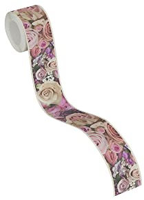 awallo Tapetenbordüre Blumenmuster mit Rosen in rosa, lila, pink schmale Borte florales & natürliches Design | 5,00 x 0,05 m | Hochwertige Borte Made in Germany