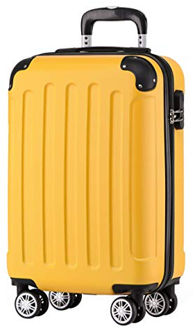 BEIBYE Zwillingsrollen Hardcase Reisekoffer Koffer Trolleys Hartschale in XL-L-M in 14 Farben (Gelb, Handgepäck (55cm))