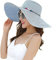 BABAHU Faltbarer Strohhut für Damen, mit breiter Krempe, Sonnenhut, Sommer, Strandhut, UV-Schutzfaktor 50+, 01-Stil, Marineblau, navy, Einheitsgröße
