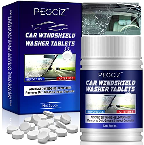 Car Windshield Washer Tablets, Car Effervescent Washer Tablets, Multi-Functional Car Effervescent Washer for Windows, Screen, 1 Tablet Equal to 4 Liters of Windshield Washer Fluid - 50pcs