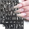 6 Blätter Metallic Silber Nagelsticker Selbstklebend Bronzieren Silber Marmor Nagelaufkleber 3D Wellen Linien Nageldesign Nail Sticker Französische Linie Nagel Stickers Nail Art Aufkleber für Nägel