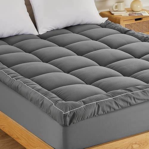 Sonive Pillow-Top Matratzenauflage extra dick Matratzenschoner, Gesteppte weiche Matratzen Topper mit 1000gsm Mikrofaser-Füllung, Öko-Tex Zertifiziert, waschbar Grau 200x200x30cm
