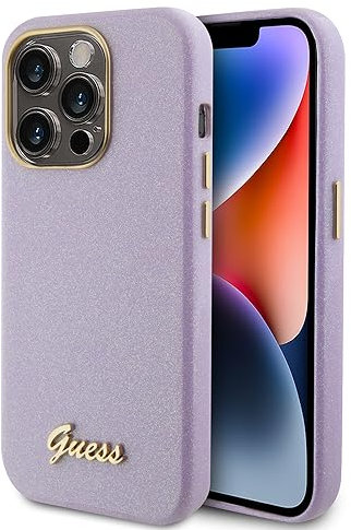 Guess GUHCP15LPGMCSL Hülle für iPhone 15 Pro 6.1 lila hardcase Glitter Glossy Script