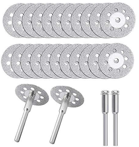 diamond cutting wheel HUIOP Dischi da taglio diamantati da 24 pezzi Dischi da taglio di diametro 22 mm con mandrini da 4 pezzi da 3 mm di ricambio per utensili rotanti Dremel