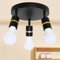 HiBay Spot Light Fittings Rotatable, 3 Way LED Ceiling Light, Black Spotlights E27, Round Plate Ceiling Spots for Kitchen Lounge Living Room Hallway (No Bulbs)