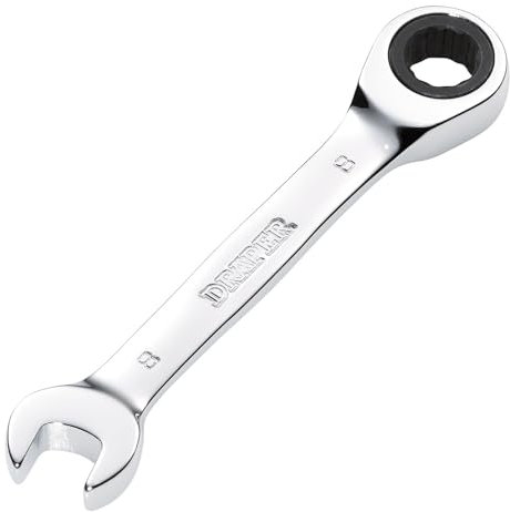 Draper 27840 HI-TORQ Metric Stubby Ratchet Combination Spanner, 8mm