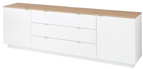 Lomadox TV Sideboard Fernsehschrank weiß mit Artisan Eiche, Breite 240 cm, modern