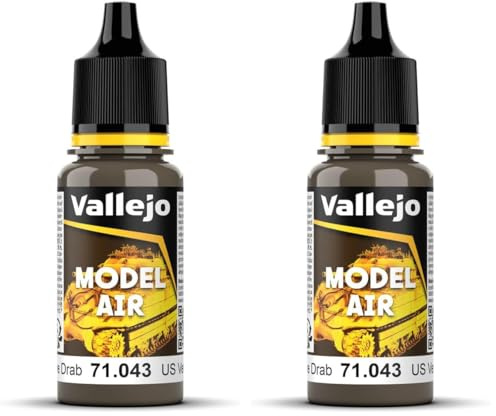 Vallejo Model Air 17 ml Acrylic Paint - US Olive Drab (Pack of 2)