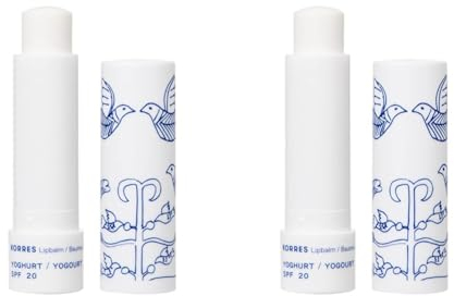 KORRES pflegender Lip Balm Yoghurt SPF 20, farbloser Lippenpflegestift mit Johanniskrautöl, dermatologisch getestet, 4,5g (Packung mit 2)