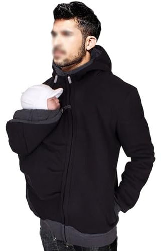 MZYZPPBD Veste De Portage pour Maman Et Bébé 3 en 1 Kangourou Softshell Maternité Porter Veste Polaire avec Capuche Épissure Détachable Manches Longues Veste De Maternité Hiver Manteau,B,M